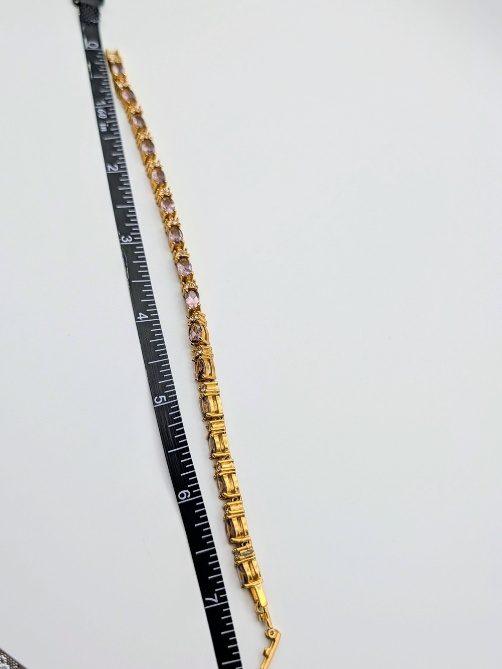 Vintage Y2K Gold Tennis Bracelet Purple CZ - Picture 6 of 6